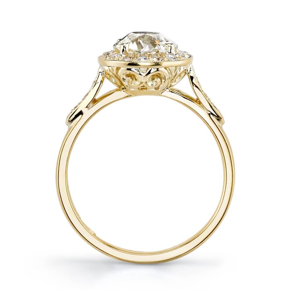 1.30 Carat Old European Cut Diamond Set in a Handcrafted 18K Yellow Gold Ring In New Condition In Los Angeles, CA