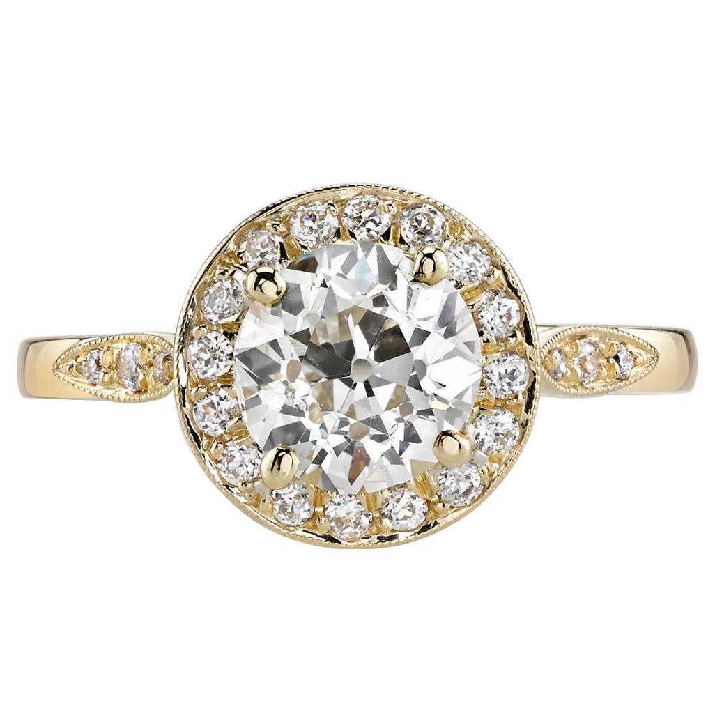 1.30 Carat Old European Cut Diamond Set in a Handcrafted 18K Yellow Gold Ring