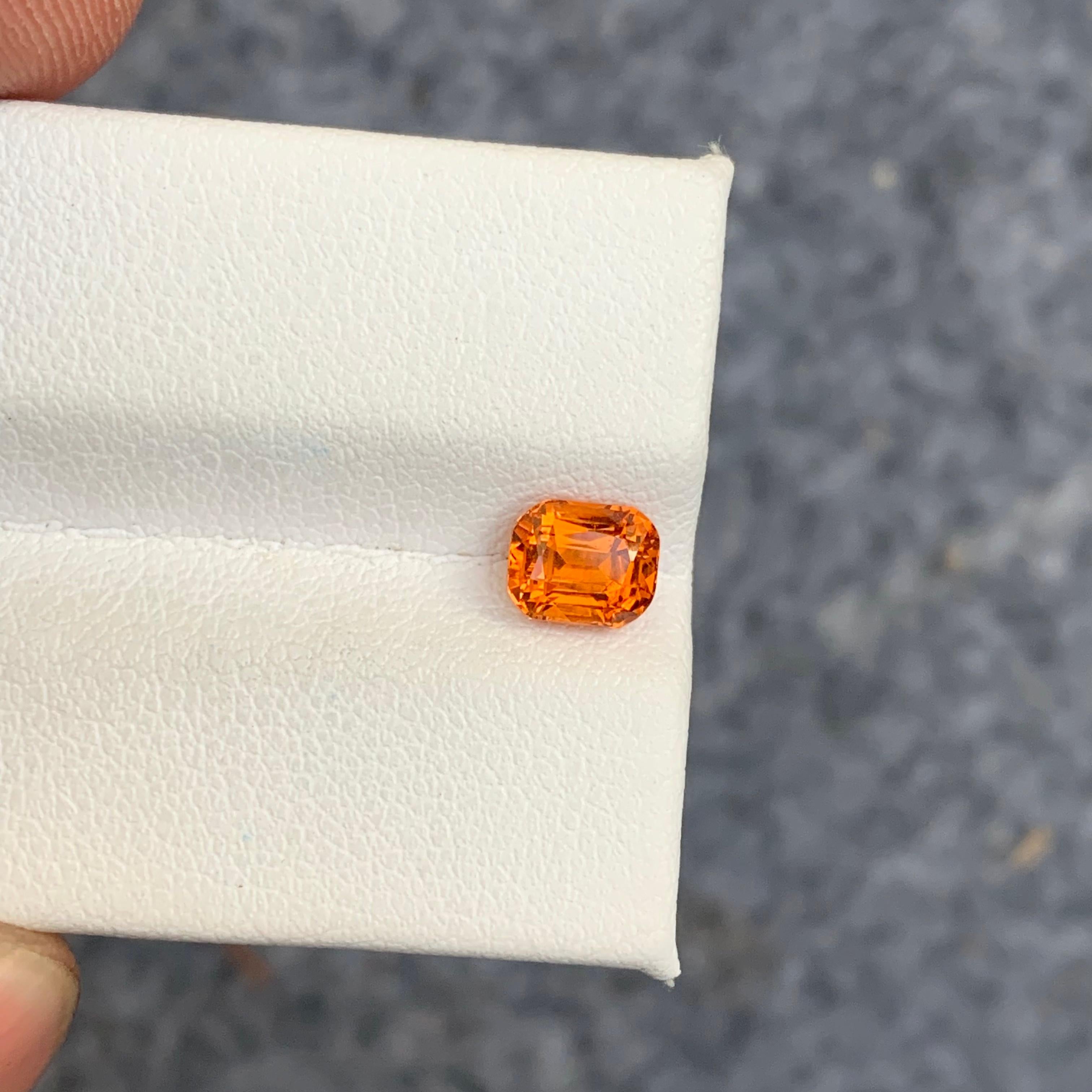 1.30 Carat Orange Fanta Spessartine Garnet Cushion Shape for Ring Jewelry For Sale 2