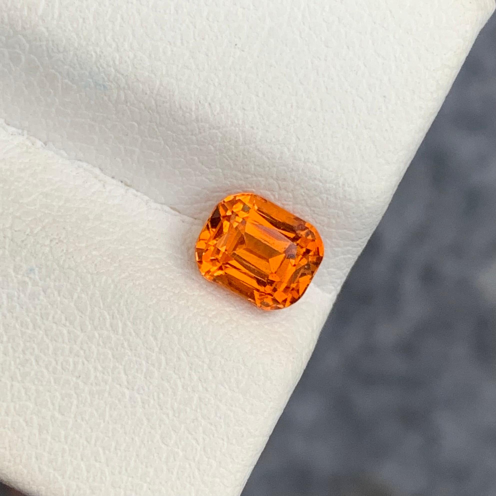 1.30 Carat Orange Fanta Spessartine Garnet Cushion Shape for Ring Jewelry For Sale 4