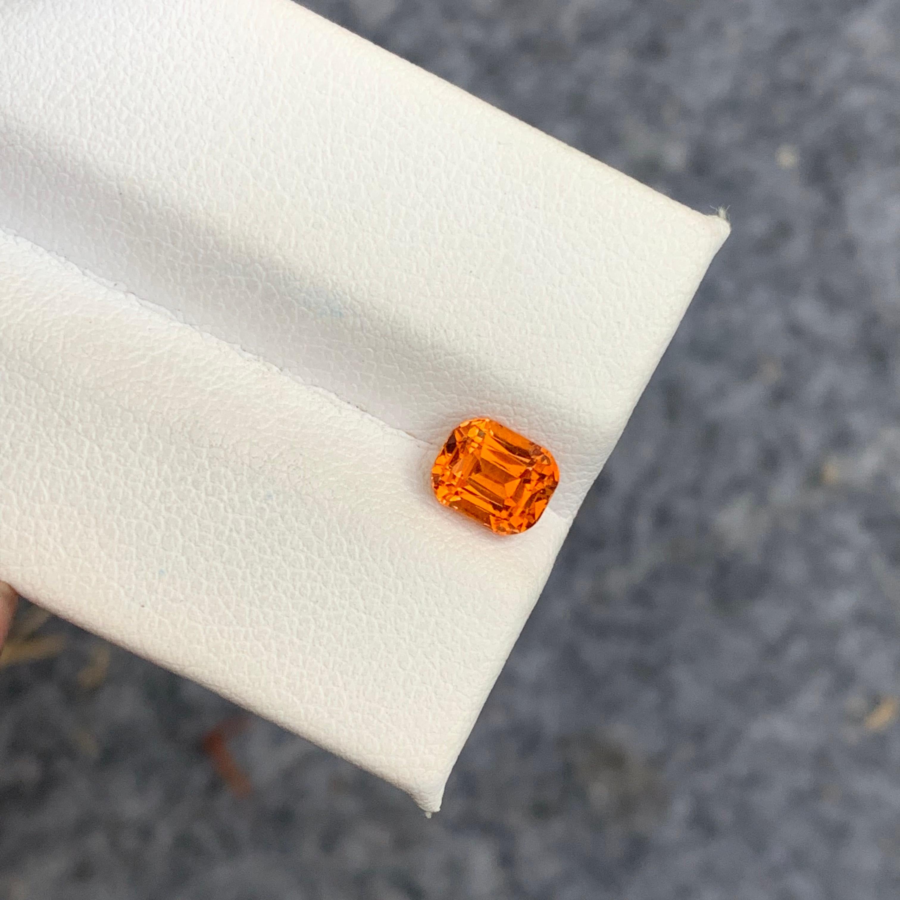 1.30 Carat Orange Fanta Spessartine Garnet Cushion Shape for Ring Jewelry For Sale 5