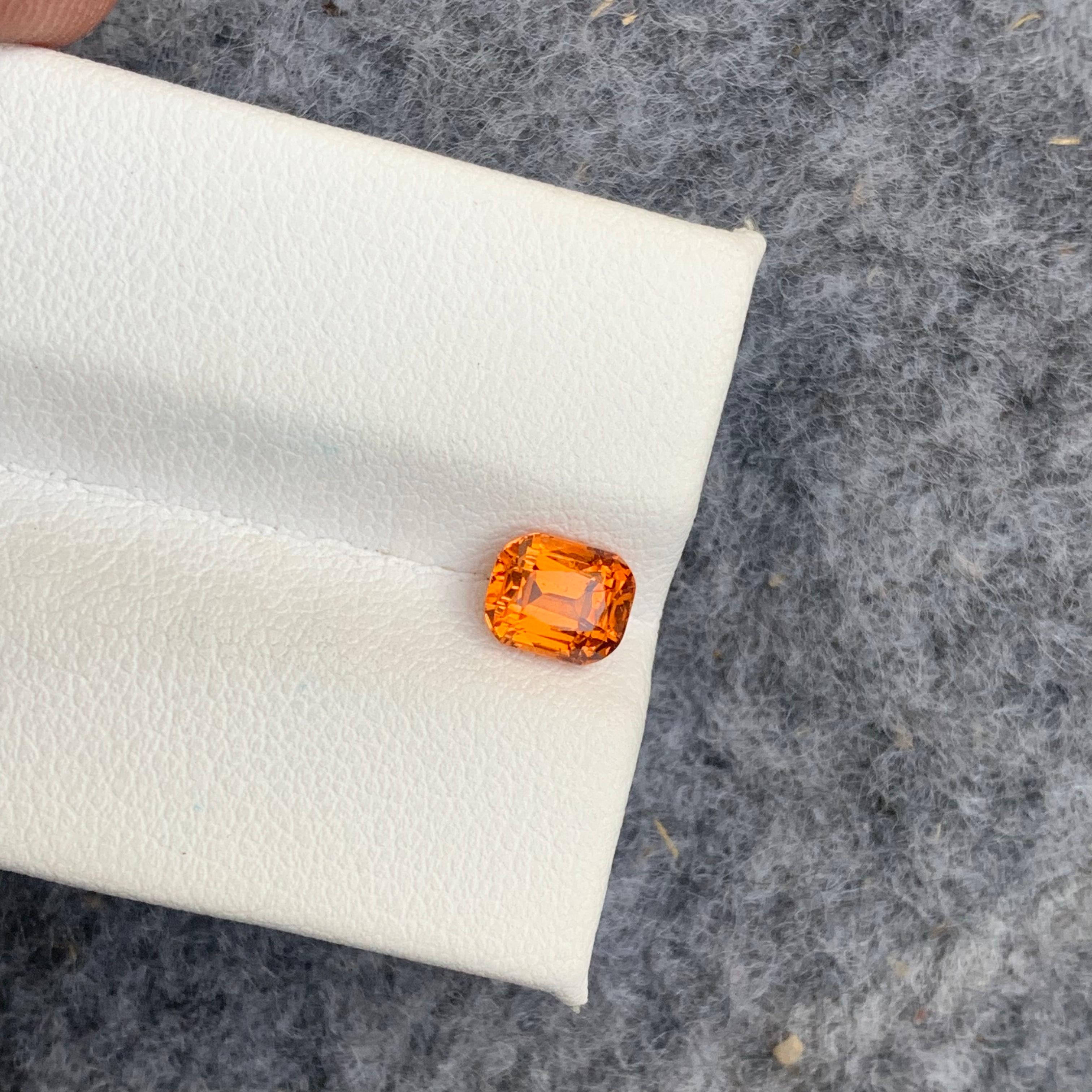 1.30 Carat Orange Fanta Spessartine Garnet Cushion Shape for Ring Jewelry For Sale 6