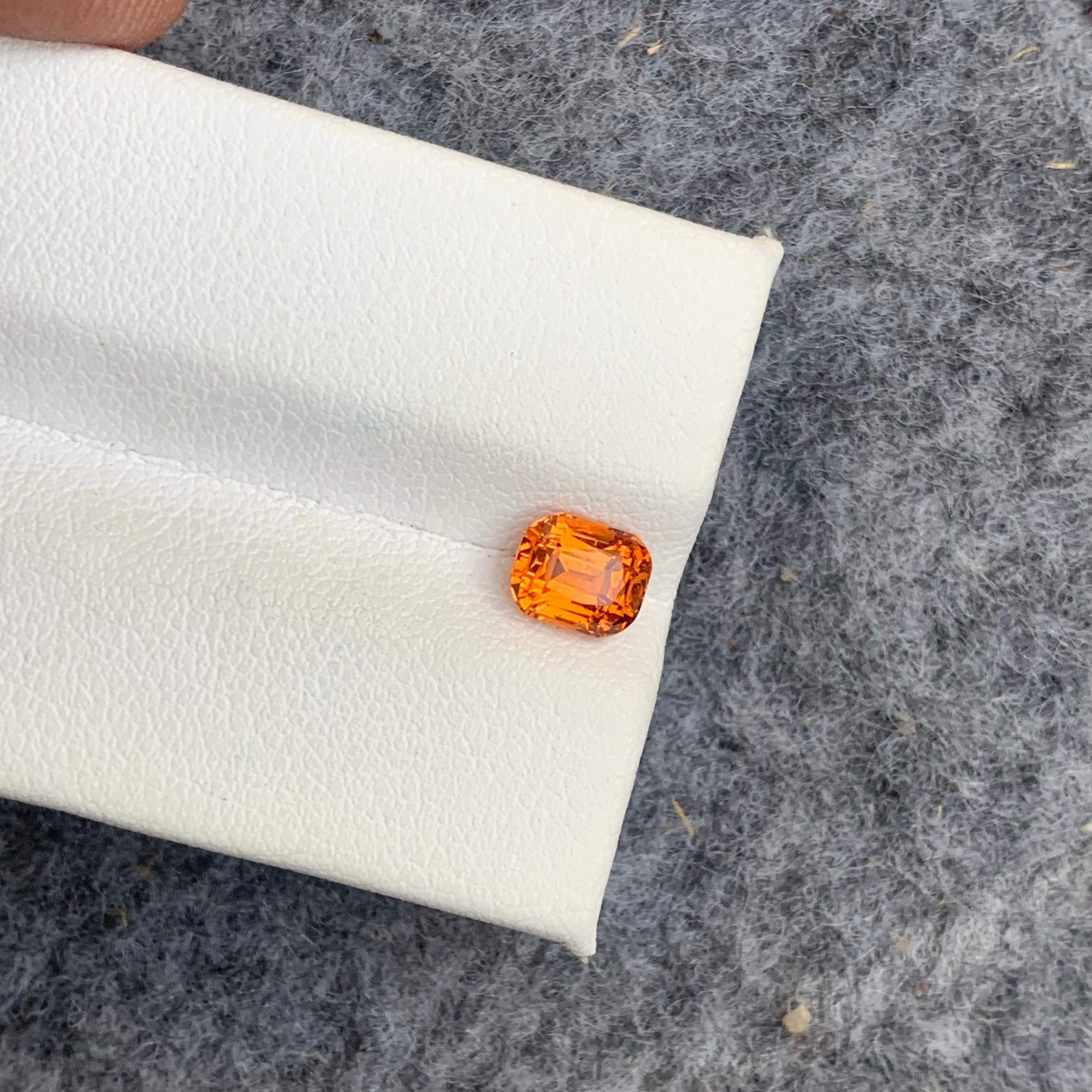 1.30 Carat Orange Fanta Spessartine Garnet Cushion Shape for Ring Jewelry For Sale 9