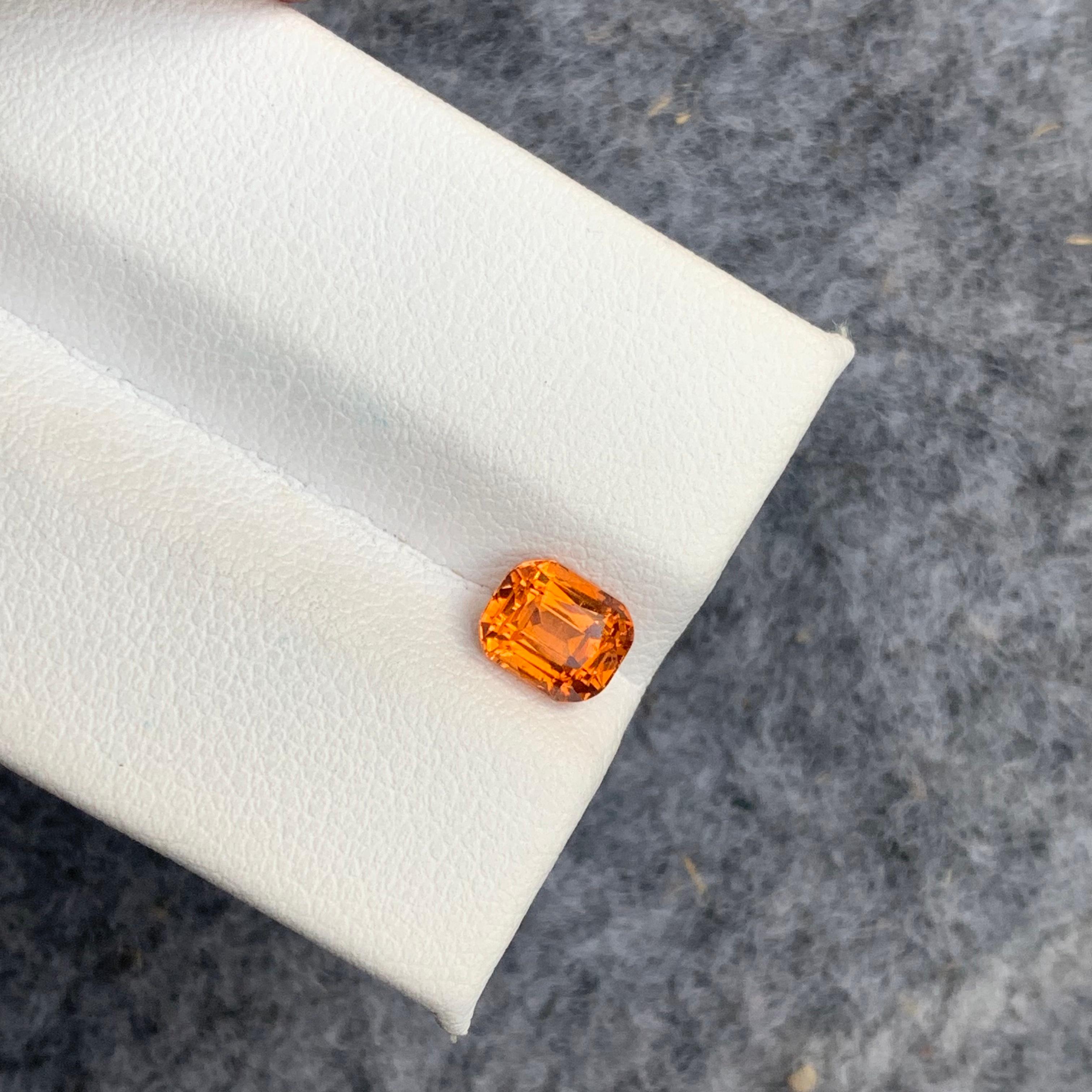 1.30 Carat Orange Fanta Spessartine Garnet Cushion Shape for Ring Jewelry For Sale 10