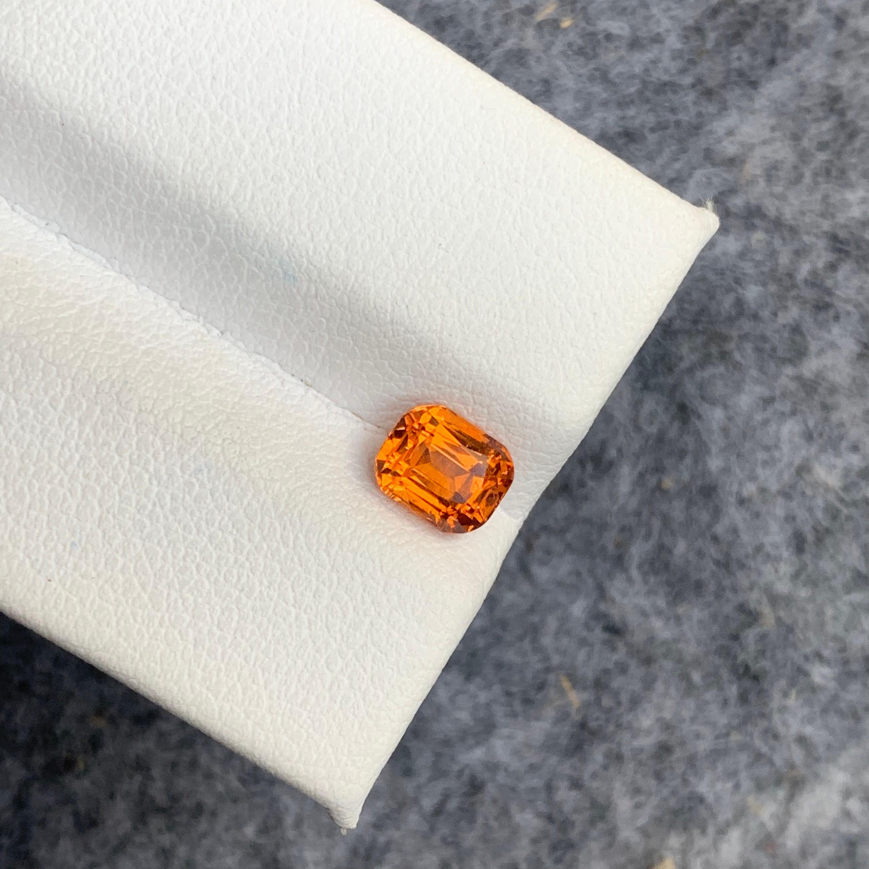 1.30 Carat Orange Fanta Spessartine Garnet Cushion Shape for Ring Jewelry For Sale 11