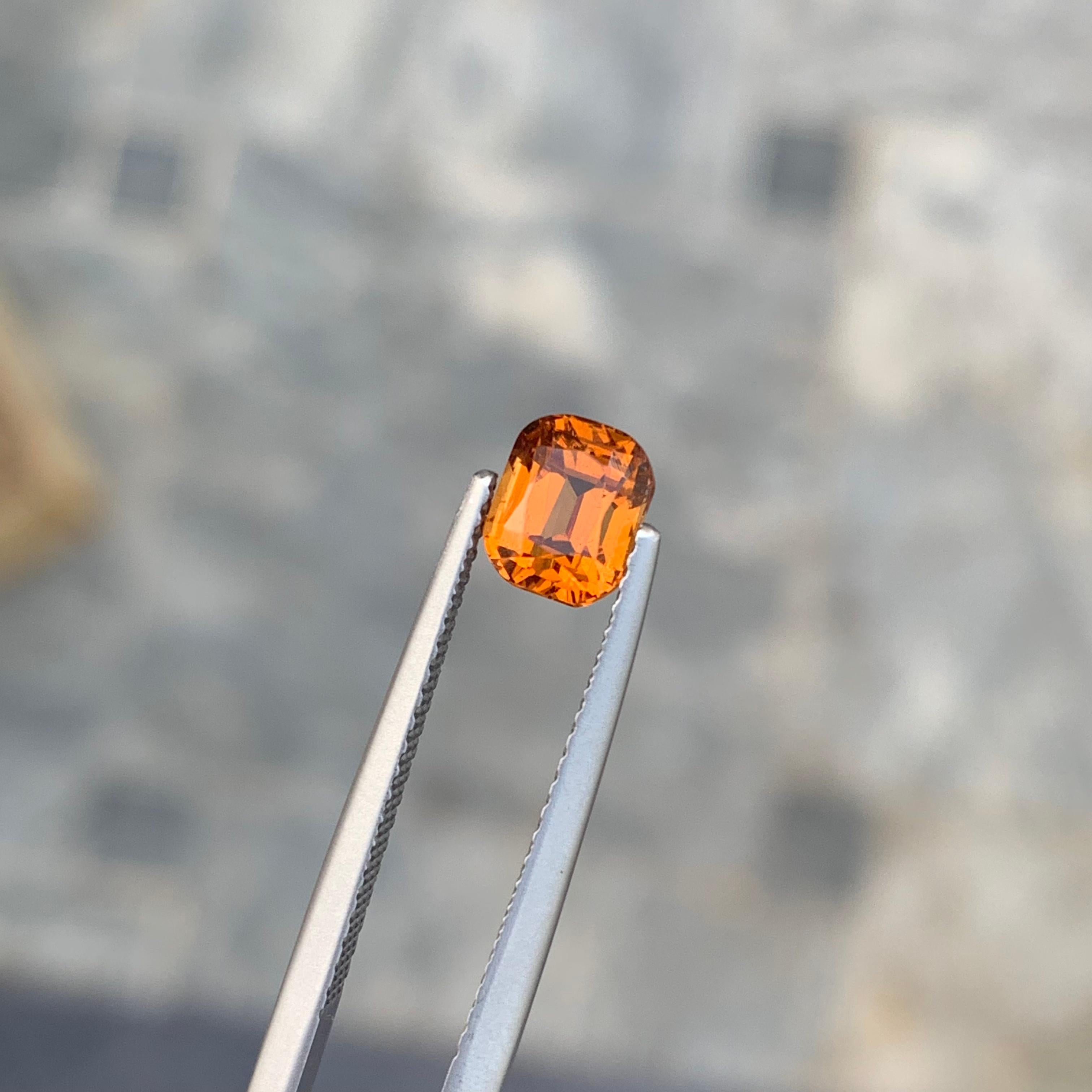 Faceted Spessartine Garnet
Weight: 1.30 Carats
Dimension: 6.3x5.2x4.3 Mm
Origin: Afghanistan
Shape: Cushion
Cut/Facet: Fancy Cut
Color: Orange Fanta
Clarity: Eye Clean
Certificate: On Demand
Spessartine is a manganese-aluminum garnet; the manganese