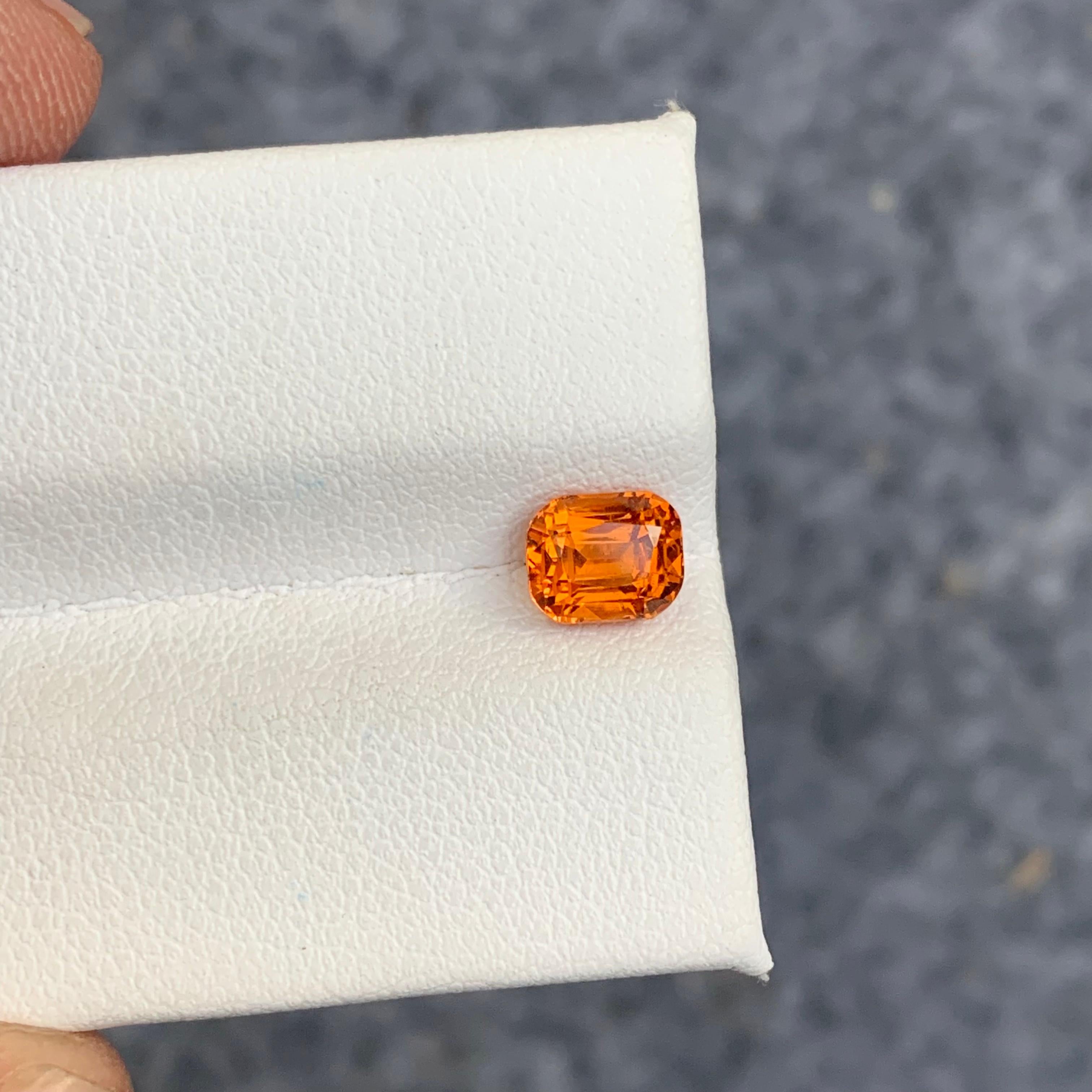 Cushion Cut 1.30 Carat Orange Fanta Spessartine Garnet Cushion Shape for Ring Jewelry For Sale