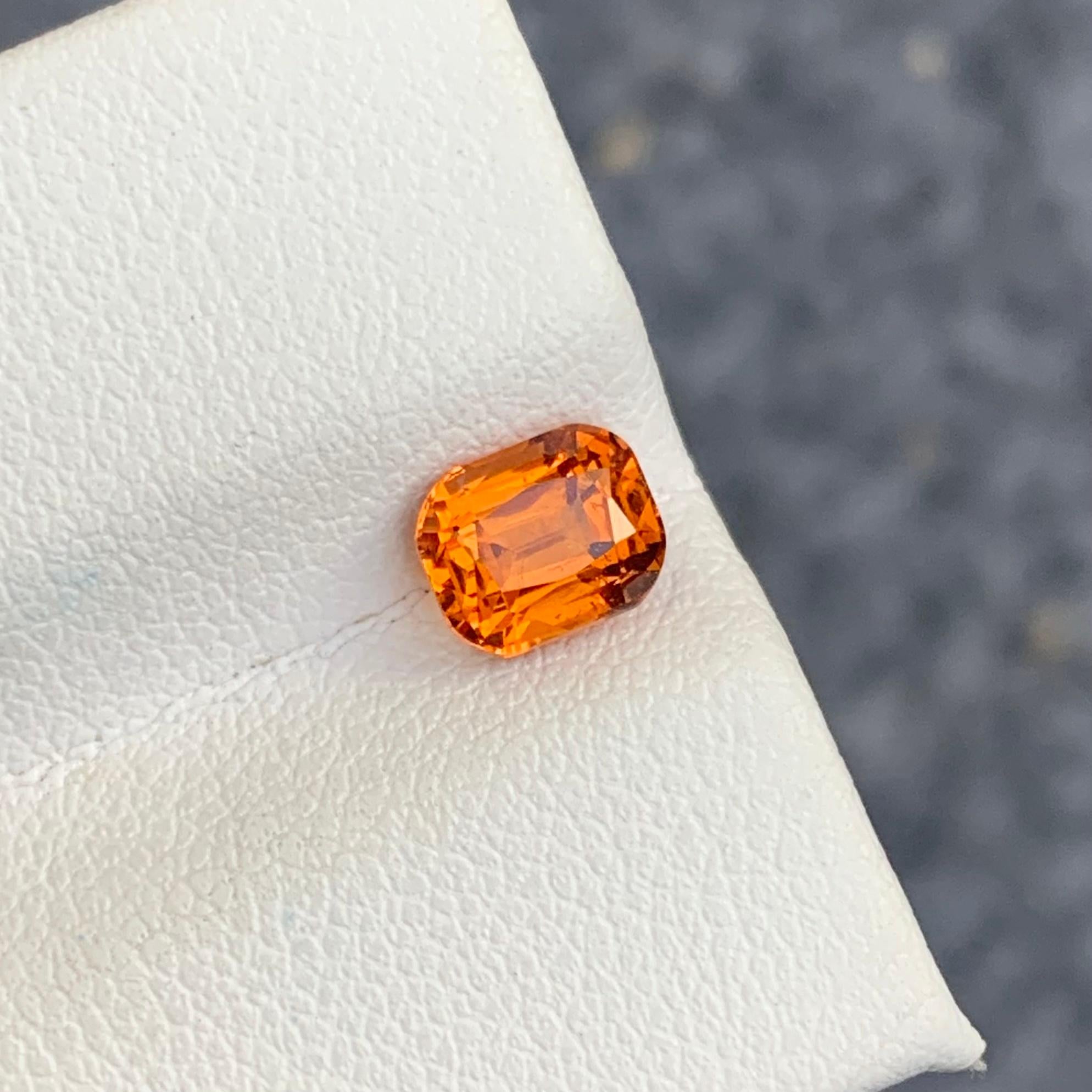 1.30 Carat Orange Fanta Spessartine Garnet Cushion Shape for Ring Jewelry In New Condition For Sale In Peshawar, PK