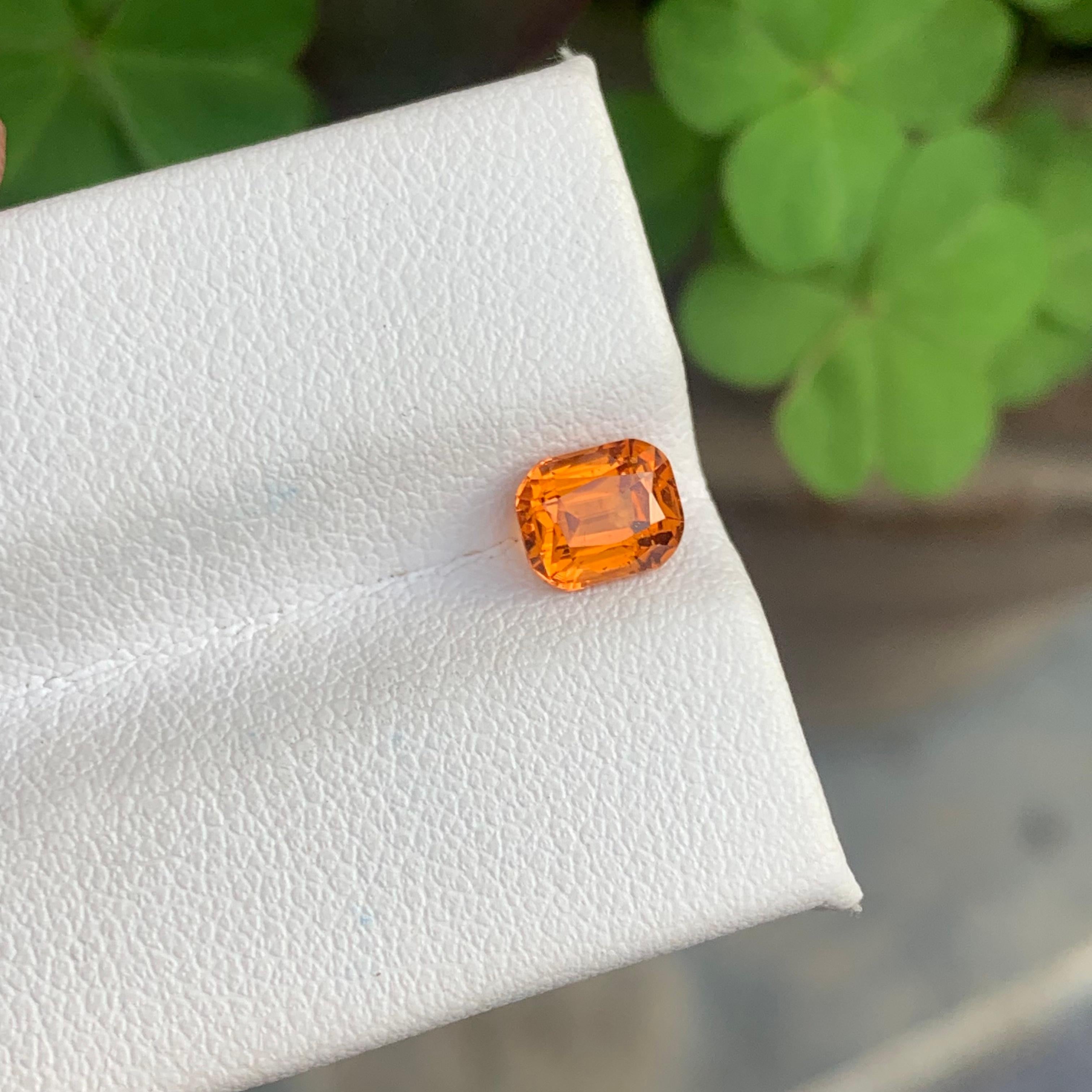 Women's or Men's 1.30 Carat Orange Fanta Spessartine Garnet Cushion Shape for Ring Jewelry For Sale