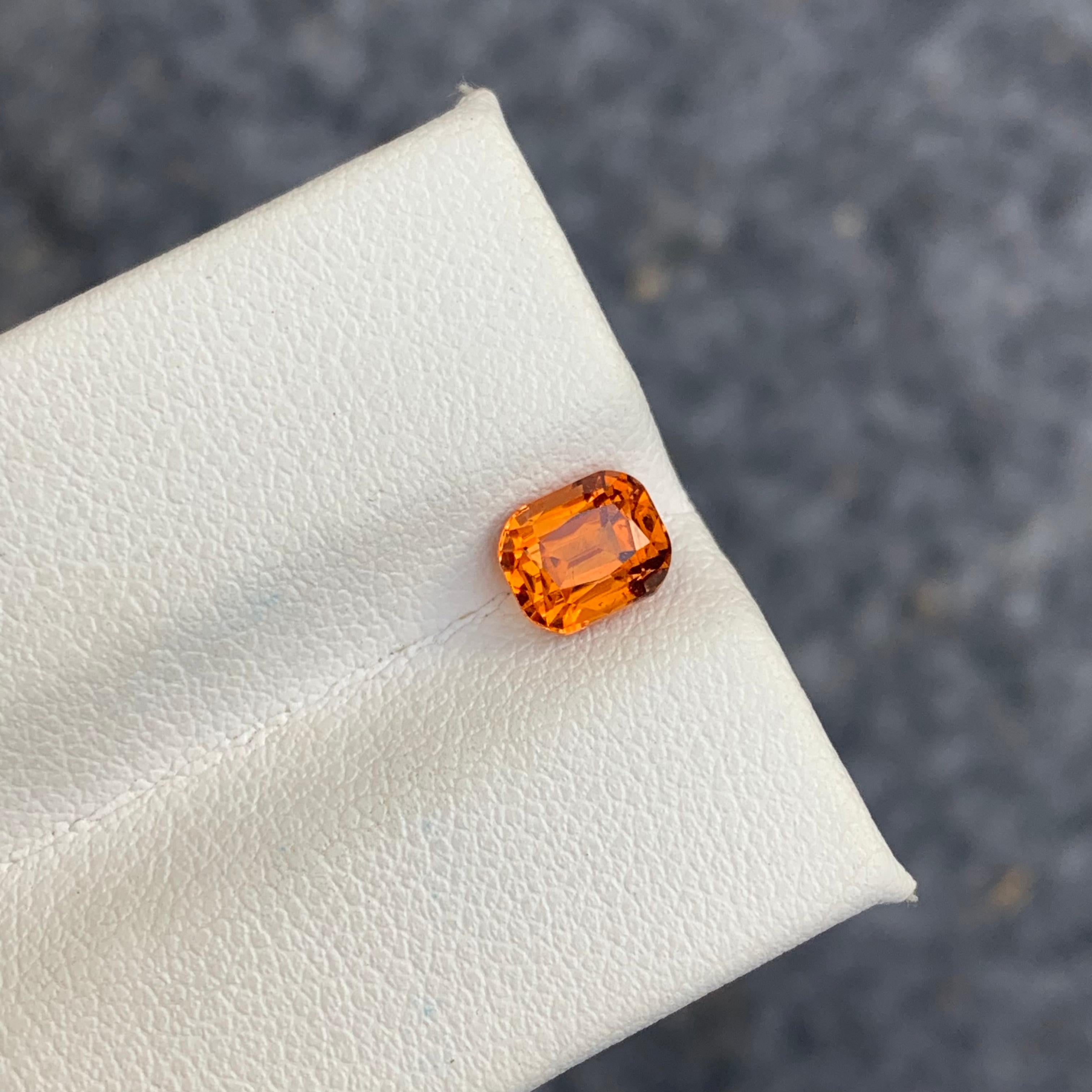 1.30 Carat Orange Fanta Spessartine Garnet Cushion Shape for Ring Jewelry For Sale 1