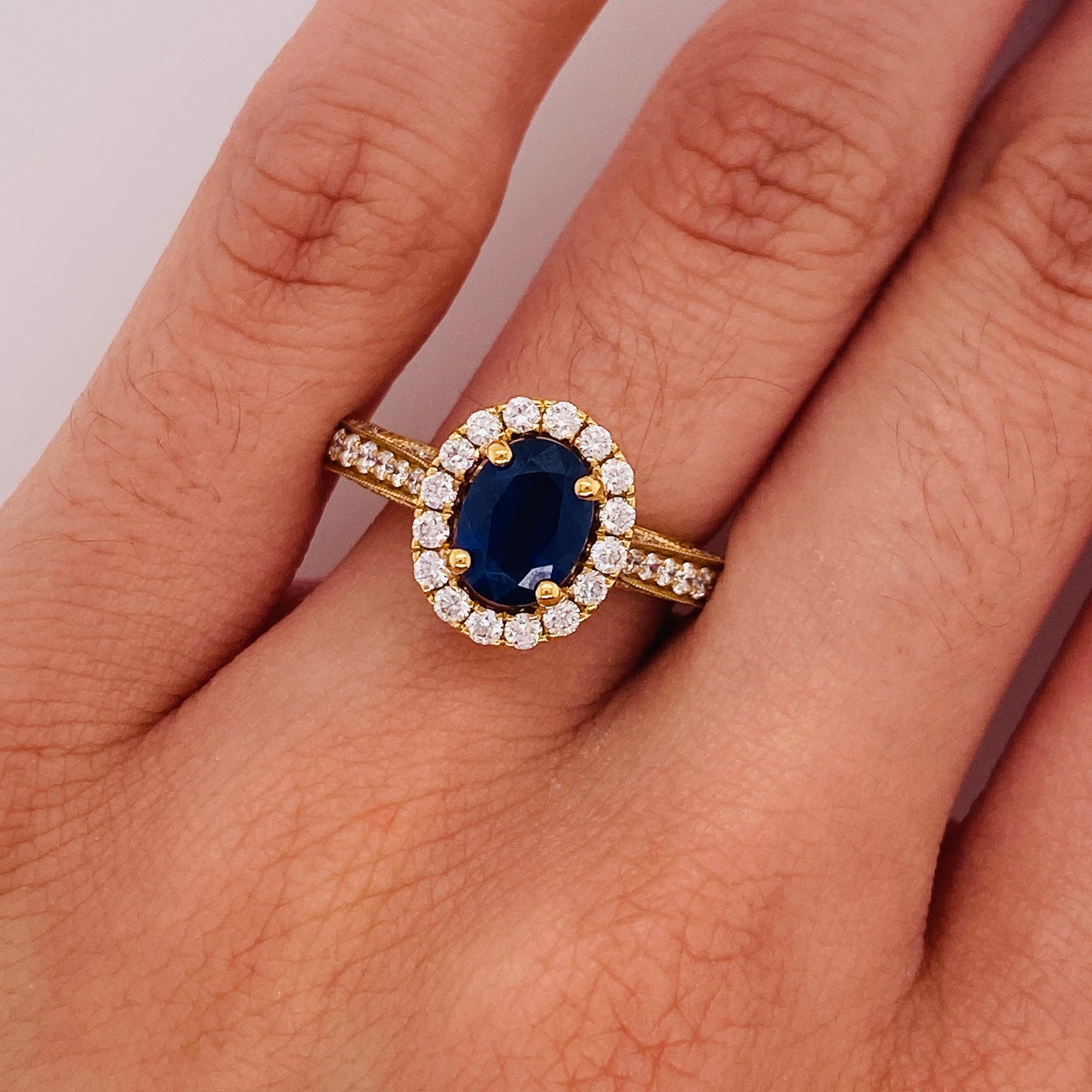 Anello aureola con zaffiro blu e diamante con zaffiro da 1,30 carati e diamante da 0,70 carati 18 carati In condizioni Nuovo a Austin, TX