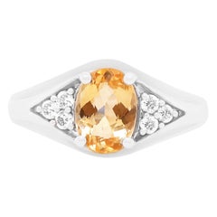 1.30 Carat Oval Imperial Topaz and White Diamond Fashion Ring 14 Karat Gold