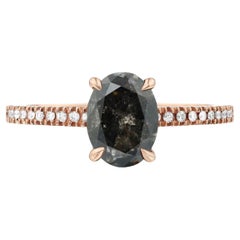1.30 Carat Oval Salt-and-Pepper Diamond Rose Gold Engagement Ring