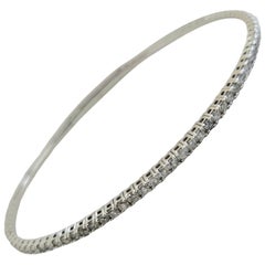 1.30 Carat Round Brilliant Cut Diamond Mini bangle Bracelet 14 Karat White Gold