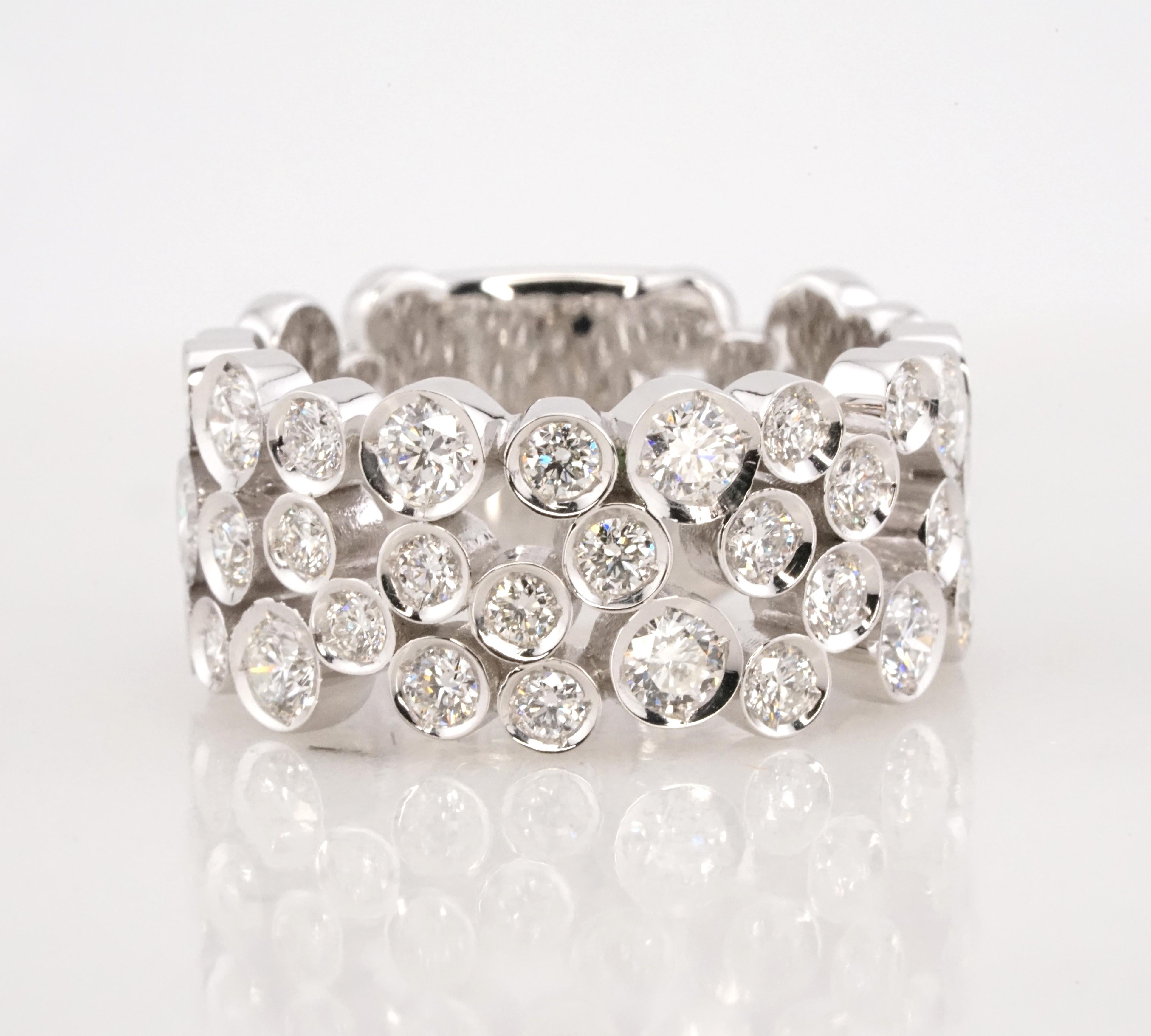 Experience the artistry of Antinori di Sanpietro with this luxurious 1.30 Carat Round Brilliant Cut Diamond Eternity Band. Meticulously crafted in lustrous 14K white gold, this ring is a testament to timeless craftsmanship and style. It boasts a