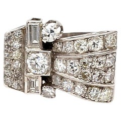 Anello da cocktail in platino con diamante tondo e brillante H. H. SI1 da 1,30 carati