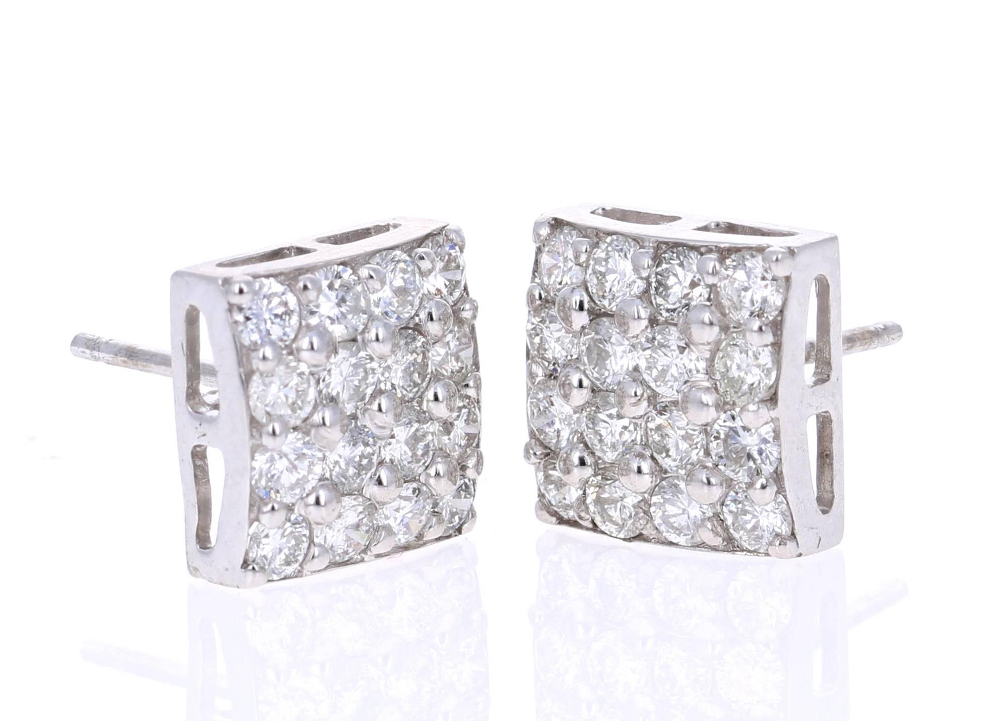 
1.30 Carat Round Diamond 14K White Gold Cluster Stud Earrings!

This beautifully designed pair of cluster diamond stud earrings have 32 Round Cut Diamonds that weigh 1.30 Carats. The clarity and color of the diamonds are SI-F. 

The backing of the