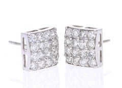1.30 Carat Round Cut Diamond 14K White Gold Stud Earrings