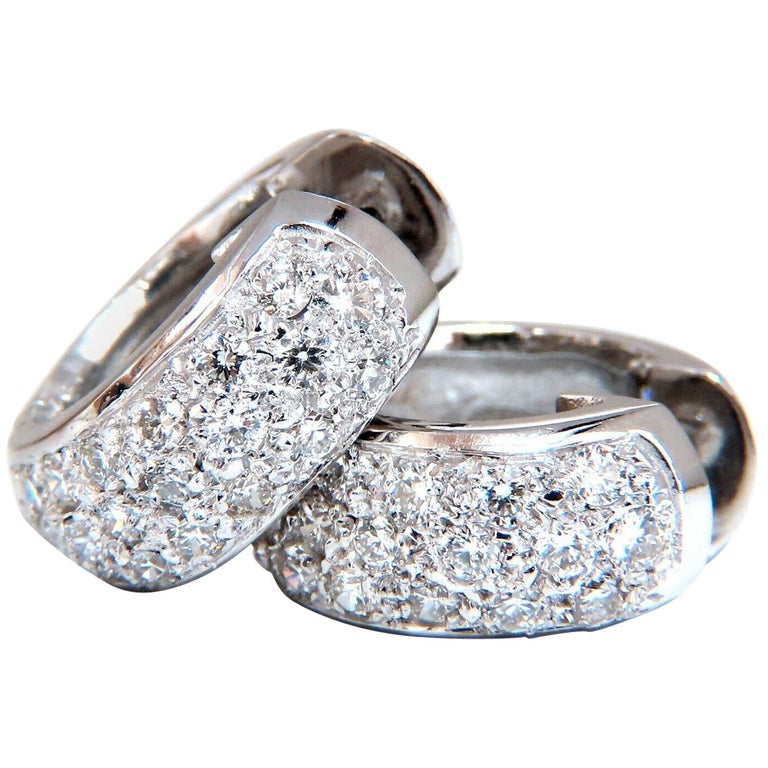 1.30 Carat Round Natural Diamond Huggie Earrings 14 Karat Bead Set For ...