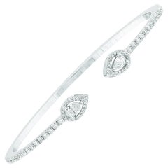 Bracciale con diamanti tondi/pera da 1,30 carati in oro bianco 18 carati certificato HRD