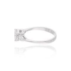 1.30 Carat Round Pear Diamond Wedding Ring 18 Karat White Gold Handmade Jewelry