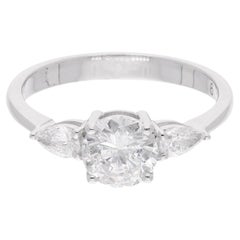 Alianza de boda con diamante redondo pera de 1,30 quilates y oro blanco de 18 quilates Joyería hecha a mano
