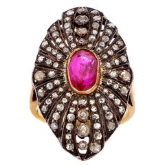 1.30 Carat Ruby and 2.10  Diamond 18K Gold Ring