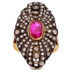 1.30 Carat Ruby and 2.10  Diamond 18K Gold Ring