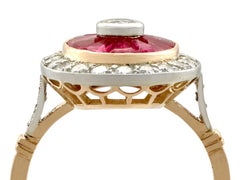 Vintage French 1.30 Carat Ruby and Diamond Yellow Gold Cocktail Ring