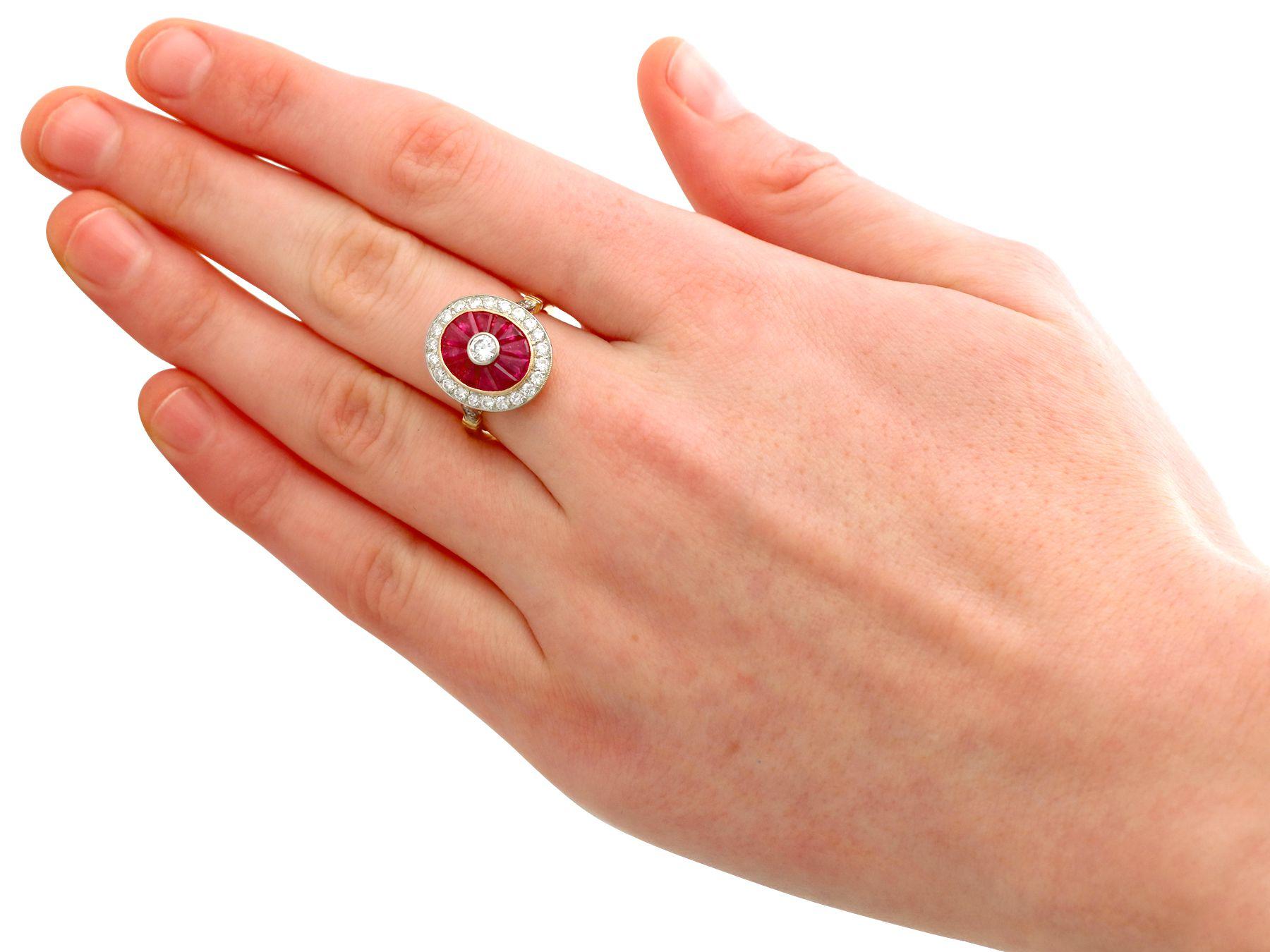 Vintage French 1.30 Carat Ruby and Diamond Yellow Gold Cocktail Ring In Excellent Condition For Sale In Jesmond, Newcastle Upon Tyne