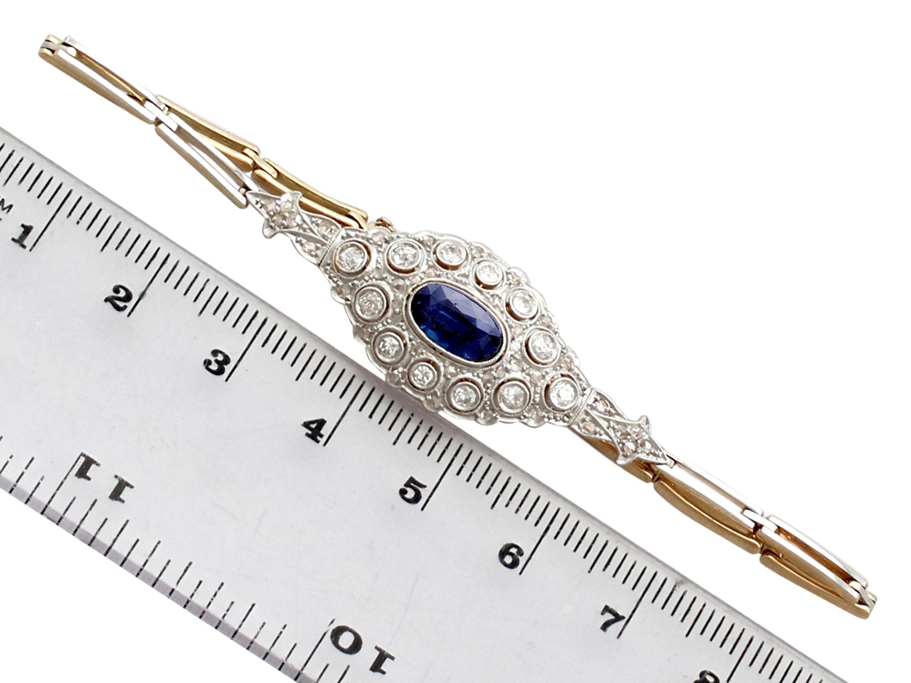1.30 Carat Sapphire & 1.05 Carat Diamond Yellow Gold Platinum Set Bracelet 1