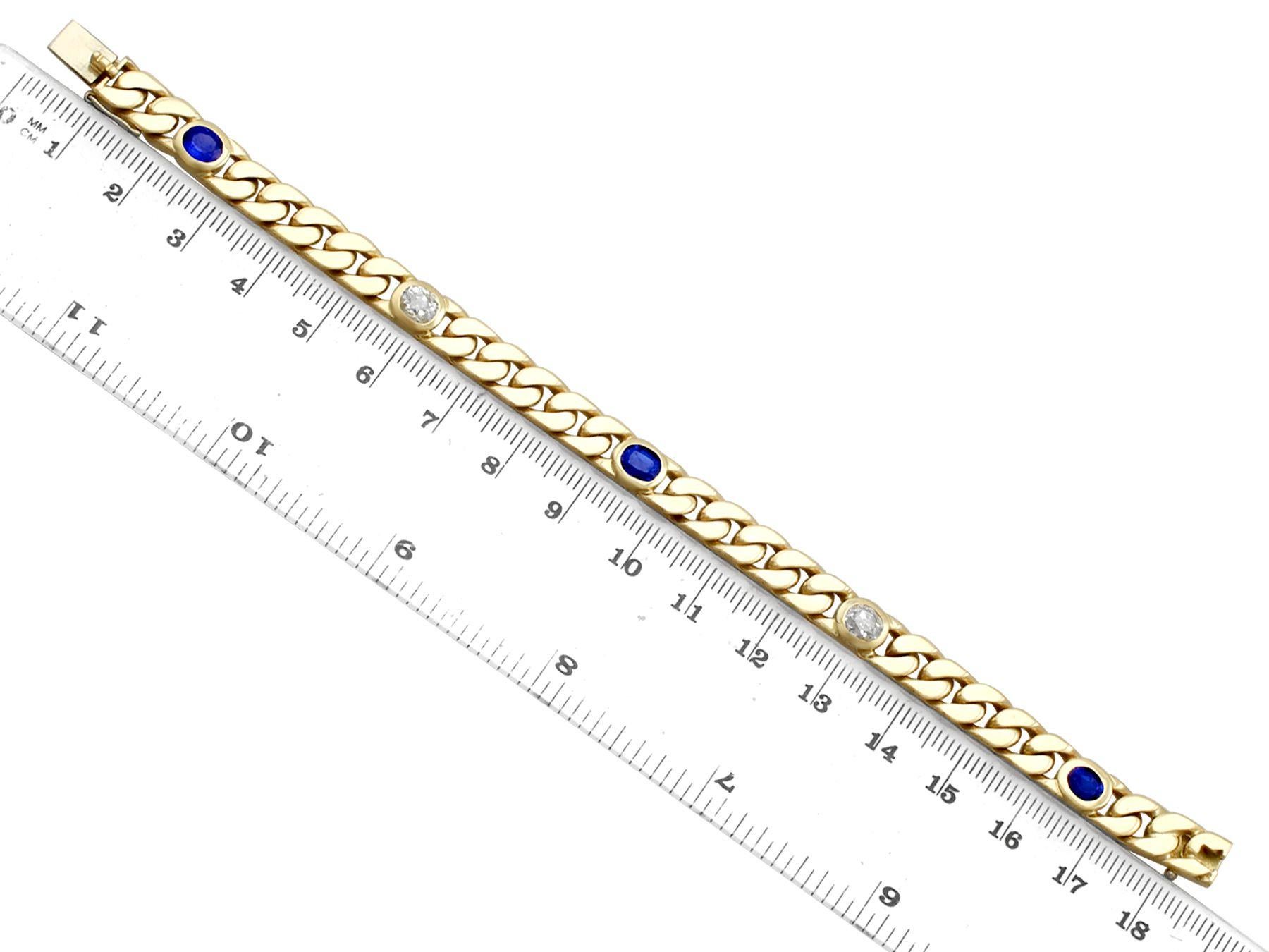 1.30 Carat Sapphire and 1.02 Carat Diamond Yellow Gold Bracelet 2