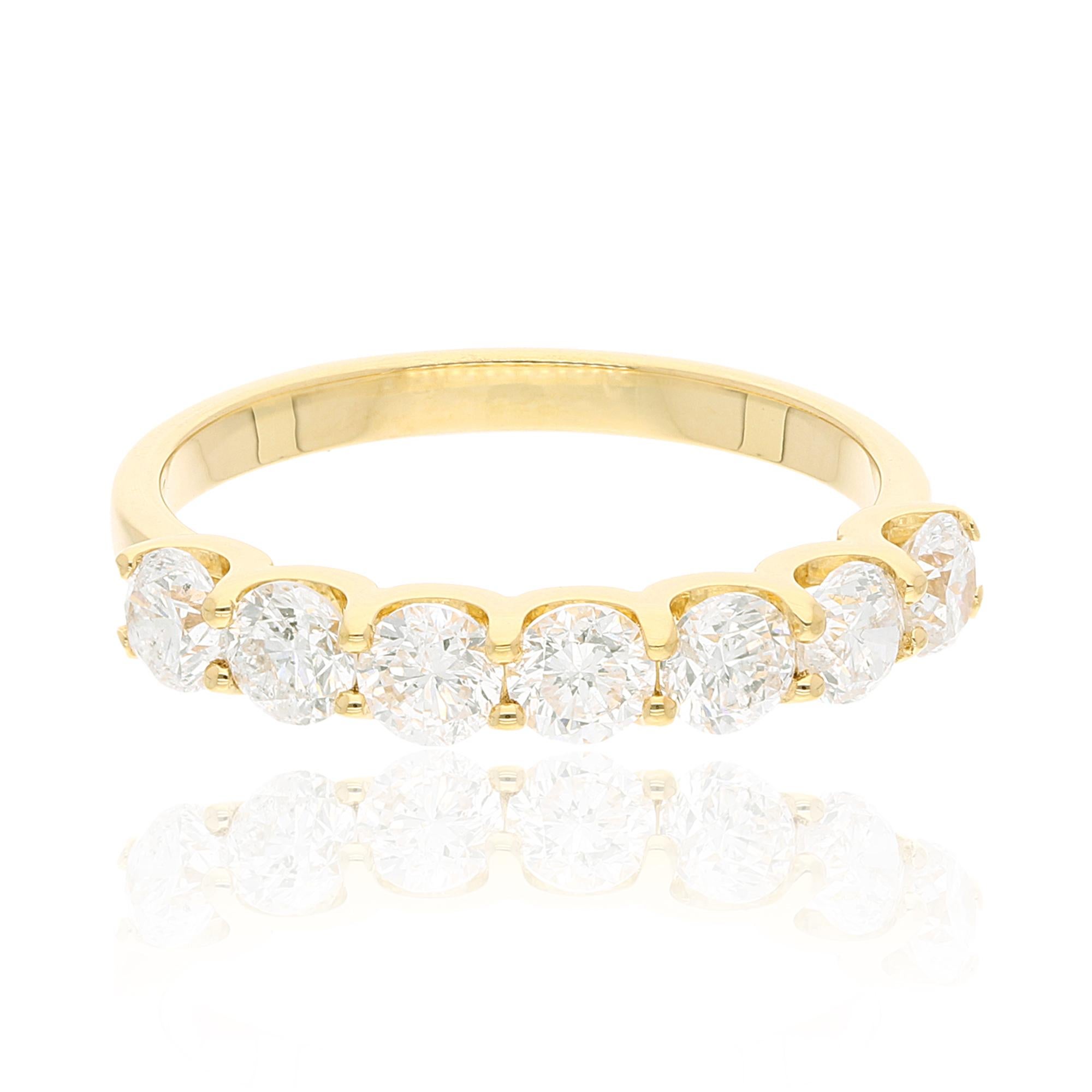 En vente :  Bague fine joaillerie en or jaune 18 carats avec diamants de 1,30 carat de pureté SI et de 7 carats 6