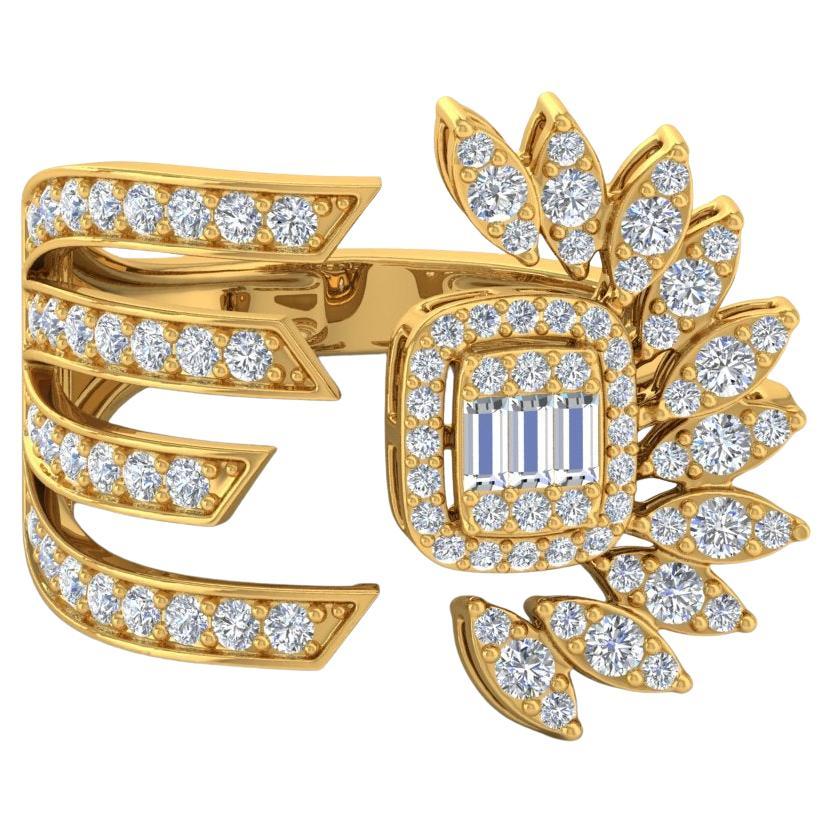 Moderno Anello da polso con diamante da 1,30 carati SI Clarity HI Color Gioielli in oro giallo 18 carati in vendita