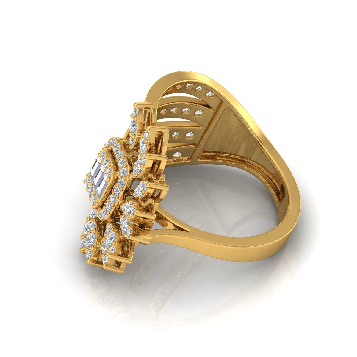Taglio rotondo Anello da polso con diamante da 1,30 carati SI Clarity HI Color Gioielli in oro giallo 18 carati in vendita