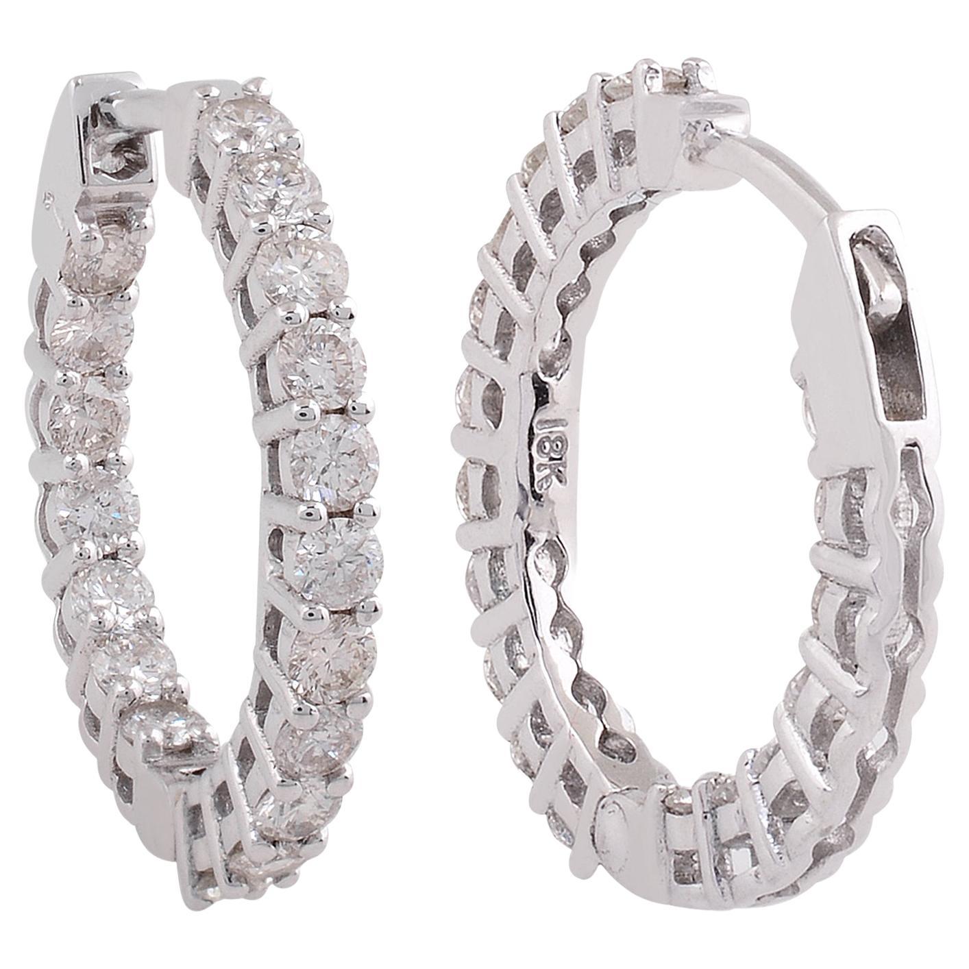 1,30 Karat SI Reinheit HI Farbe Diamant-Ohrringe 18 Karat Weißgold Schmuck