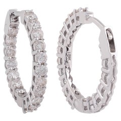 Pendientes de aro de diamantes de 1,30 quilates con claridad SI y color HI Joyas de oro blanco de 18 quilates