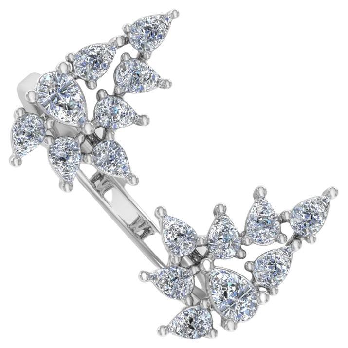 1.30 Carat SI Clarity HI Color Pear Diamond Cuff Ring 14k Yellow Gold Jewelry
