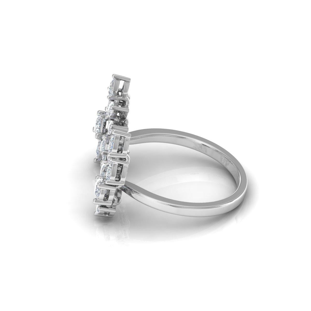 For Sale:  1.30 Carat SI Clarity HI Color Pear Diamond Cuff Ring 18k White Gold Jewelry 3