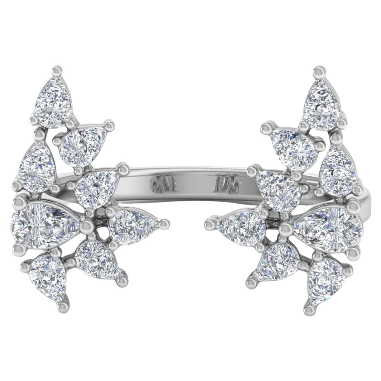 1.30 Carat SI Clarity HI Color Pear Diamond Cuff Ring 18k Yellow Gold Jewelry