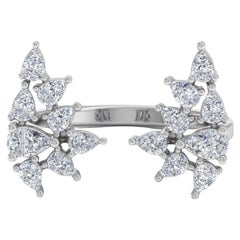 1.30 Carat SI Clarity HI Color Pear Diamond Cuff Ring 18k Yellow Gold Jewelry