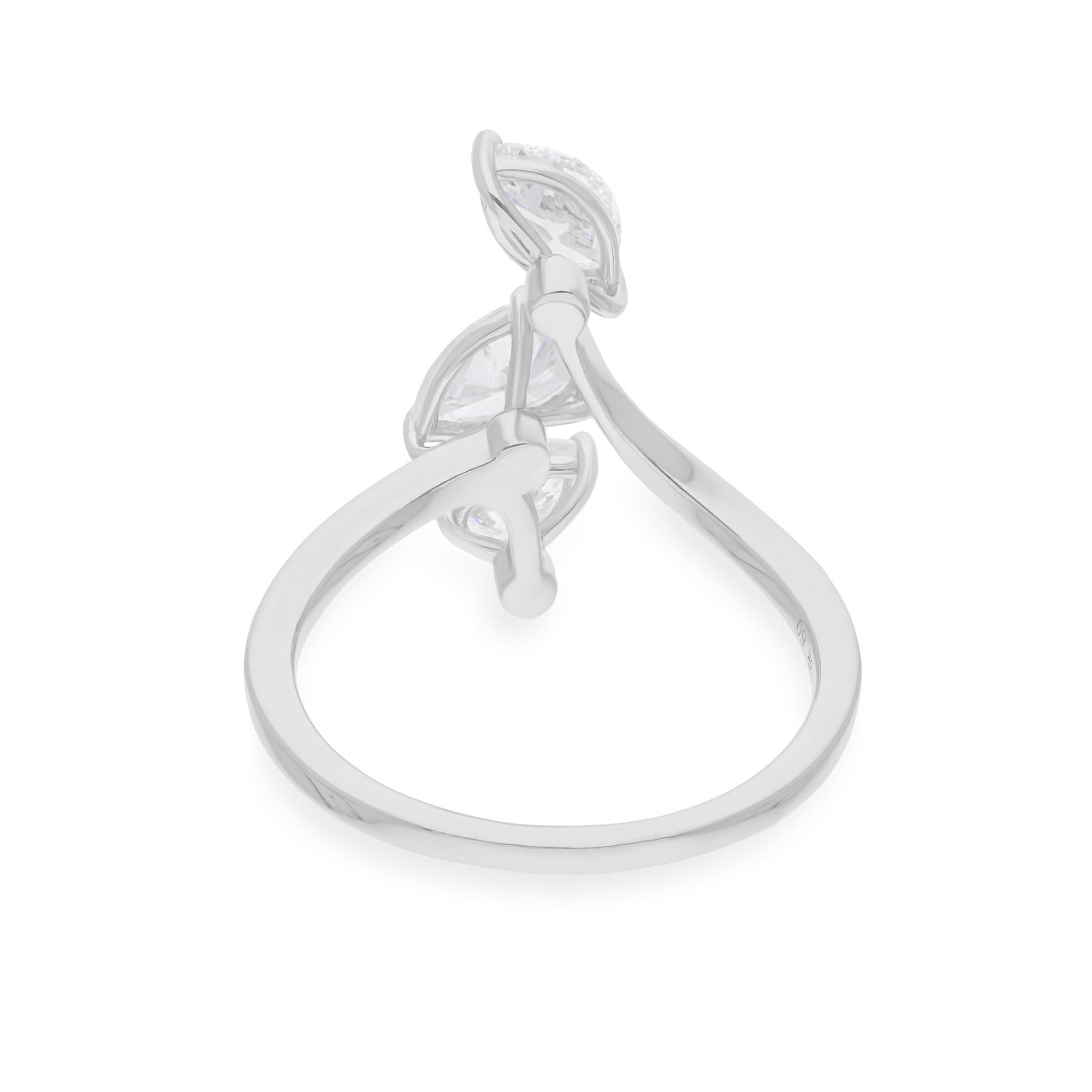 1.30 Carat SI/H Marquise Pear Brilliant Cut Diamond Ring 18 Karat White Gold In New Condition For Sale In Diera, Dubai