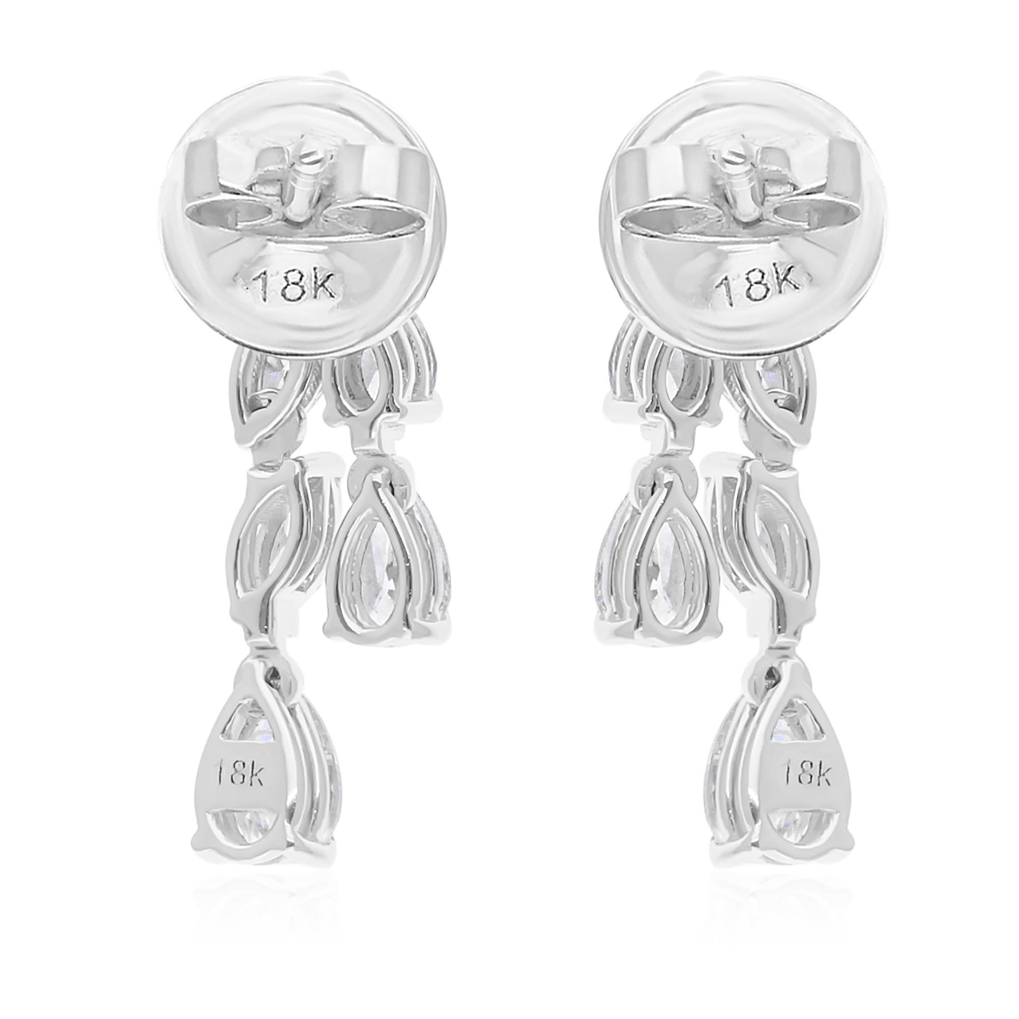 1.30 Carat SI/H Marquise Pear Diamond Earrings 14 Karat White Gold Fine Jewelry In New Condition For Sale In Diera, Dubai