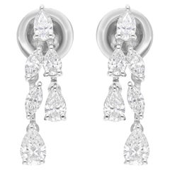 Pendientes de diamantes pera marquesa SI/H de 1,30 quilates Oro blanco de 14 quilates Joyería fina