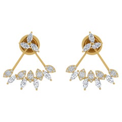 1.30 Carat SI/HI Marquise Diamond Jacket Earrings 18 Karat Yellow Gold Jewelry