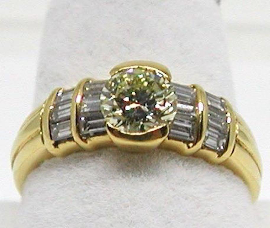 1.30 Carat Yellow Gold Fancy Yellow Diamond Ring For Sale 4
