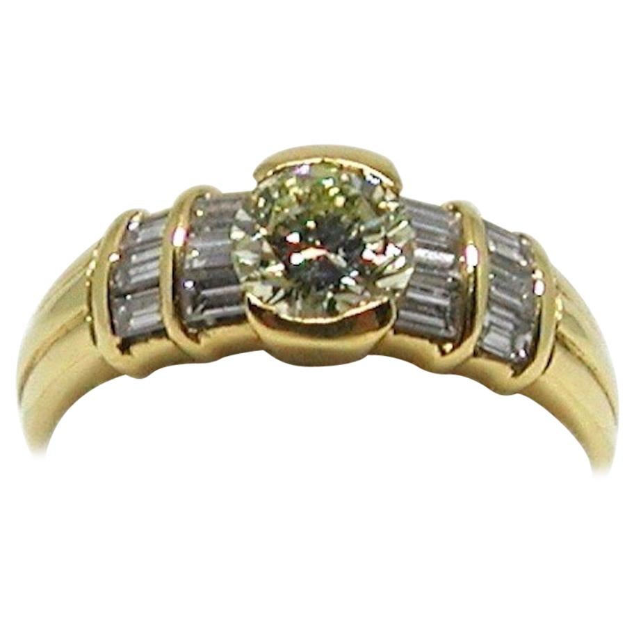 1.30 Carat Yellow Gold Fancy Yellow Diamond Ring For Sale
