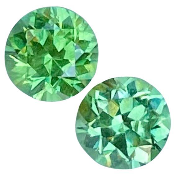 1.30 carats demantoind garnet pair Brilliant Round Cut Natural Russian Gemstone For Sale