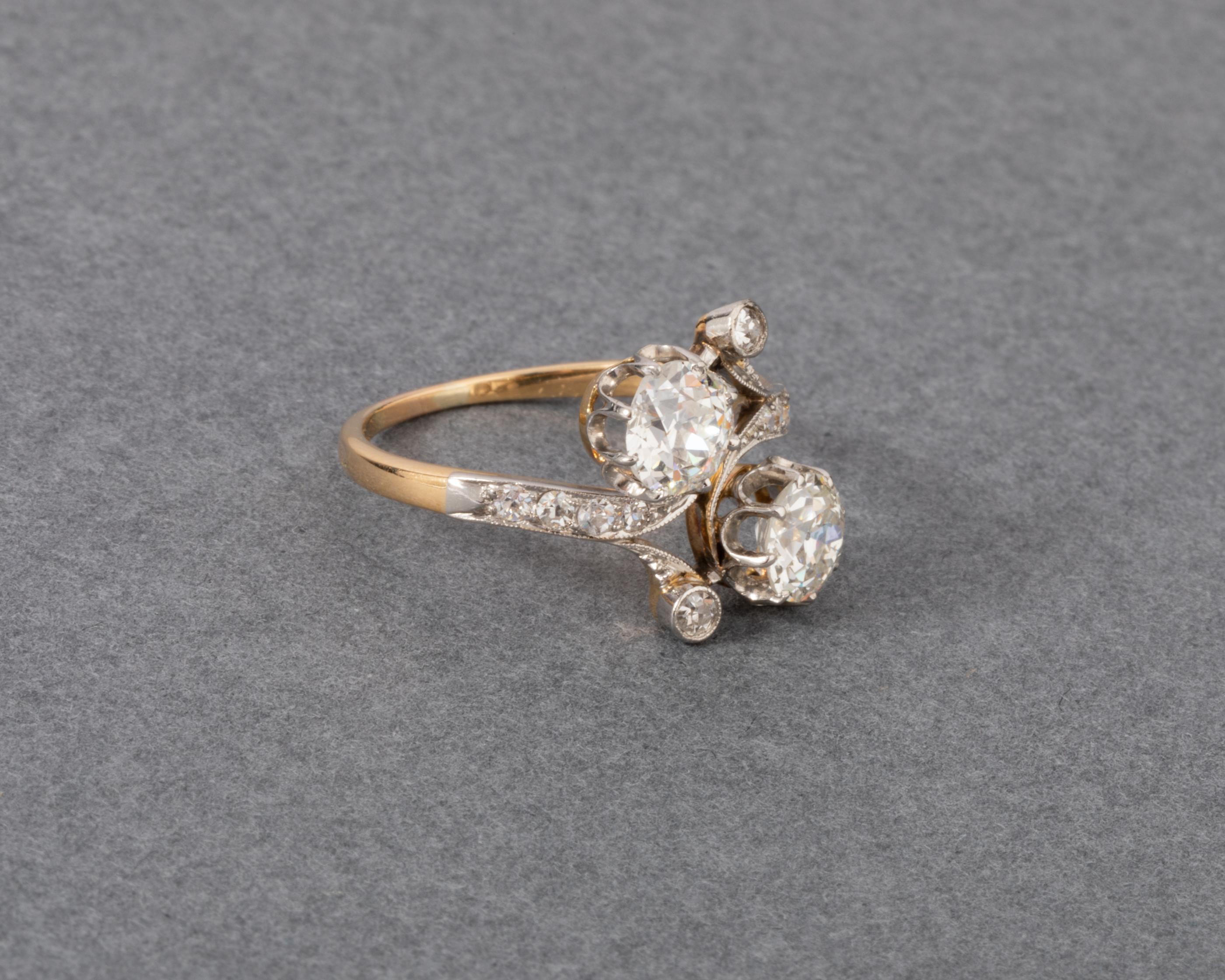 1.30 Carats Diamonds Antique Belle Epoque Ring 1