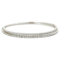 1.30 Carats Double Row Flexible Bracelet Bangle White Gold 14 Karat